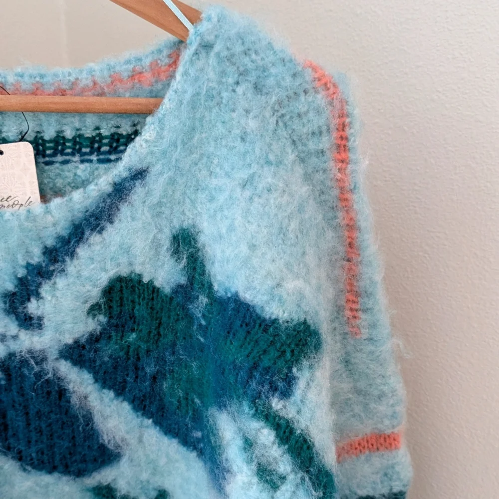 ✨SOLD✨ NWT Free People Lily Pullover Striped & Floral Oversized Sweater - Picture 7 of 11